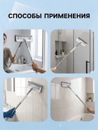 Швабра для окон с телескопической ручкой 82–126 см, насадка из микрофибры и велюра 25×9 см, со сгоном - Фото 2