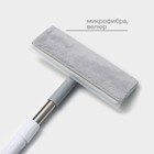 Щётка для окон, стальная телескопическая ручка 82(126) см, насадка из микрофибры и велюра 25×9 см - Фото 4