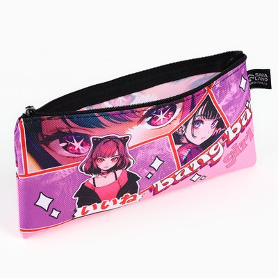 Пенал школьный, текстиль, плоский, 20×8 см, Girl аниме