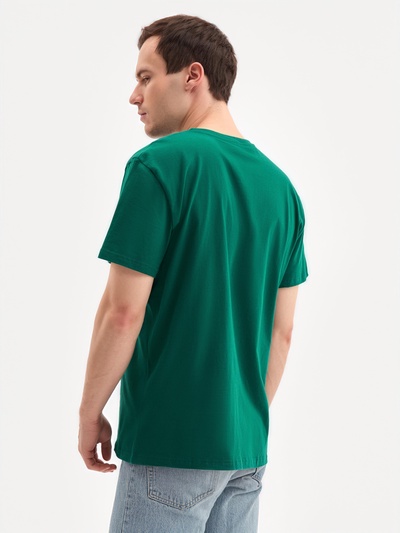 Футболка мужская, тёмно-зелёная, р-р 48