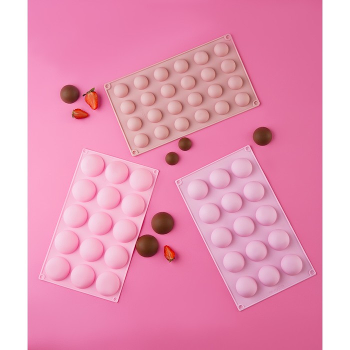 Набор форм для выпечки Доляна «Полусферы», силикон, 30×17 см - Фото 1