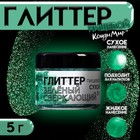 Новогодний глиттер кандурин "Сверкающий зелёный", фракция 50-500 µm, 5 г - Фото 1