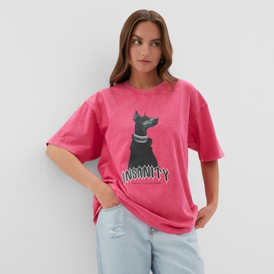 Футболка женская из вареного хлопка MIST Insanity, розовая, размер 40-42