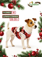 Кардиган с мишкой для собак, новогодний, размер M - Фото 1