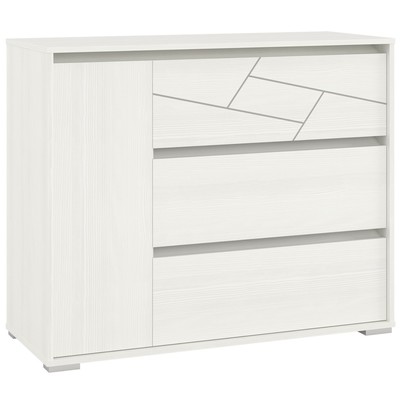 Комод напольный «Аделина», 3 ящика, 1 дверца, 1100×447×900 мм, цвет рамух белый