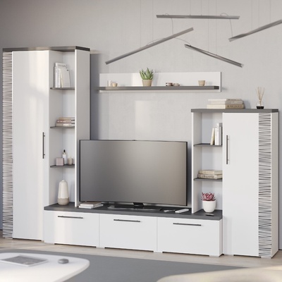 Стенка «Дублин», 2800×470×2000 мм, цвет белый/графит