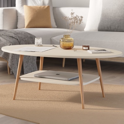 Столик журнальный «Эллипс», 1100×650×418 мм, цвет айвори