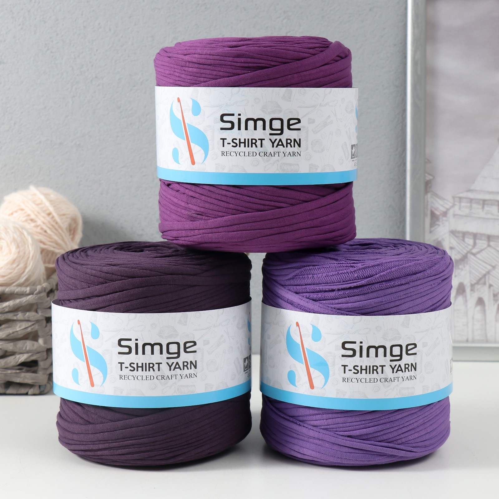 Трикотажная пряжа вторичная 90% хлопок,10% п/э, 100м/450±50 гр (сирень ...