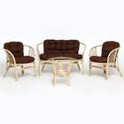 Набор садовой мебели "Bagama": 2 кресла, 1 диван, 1 стол, ротанг светлый, подушки коричневые - Фото 14
