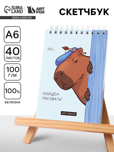 Скетчбук А6, 40 л. 100 г/м² «Капибара»