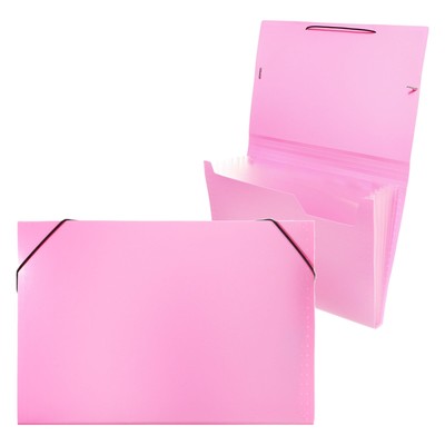 Папка картотека Calligrata Акварель 6 отдел. A4 пластик 0.7мм фламинго, черн.резинка