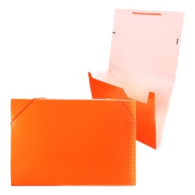 Папка картотека Calligrata Неон 6 отдел. A4 пластик 0.7мм оранж. рез в цвет