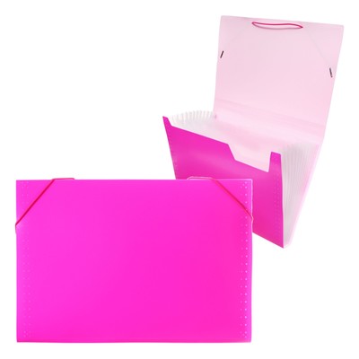 Папка картотека Calligrata Неон 6 отдел. A4 пластик 0.7мм фуксия. рез в цвет