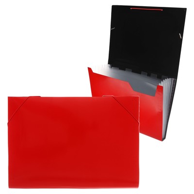 Папка картотека Calligrata TOP DeLuxe 6 отдел. A4 пластик 1.0мм красн. рез в цвет