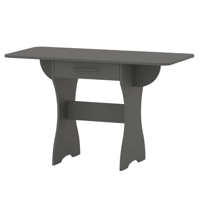 Раскладной стол с ящиком, 600(1200)×570×750 мм, цвет графит - Фото 1