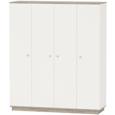 Шкаф 4-х дверный «Лайн», 1730×562×2045 мм, цвет белый / дуб крафт серый