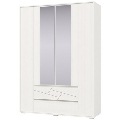 Шкаф 4-х дверный «Аделина» с двумя ящиками, 1600×555×2220 мм, цвет рамух белый