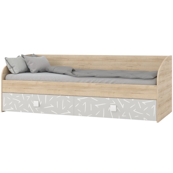 Кровать односпальная с двумя ящиками «Микки», 800×2000 мм, цвет дуб ривьера / серый