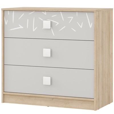 Комод напольный «Микки», 3 ящика, 900×450×850 мм, цвет дуб ривьера/серый