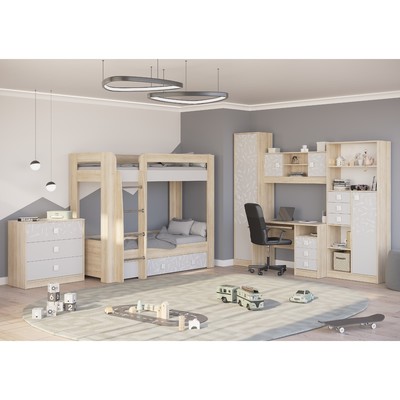 Комод напольный «Микки», 3 ящика, 900×450×850 мм, цвет дуб ривьера/серый