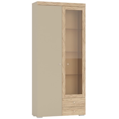 Шкаф 2-х дверный «Палермо», 900×326×2000 мм, 2 ящика, стекло, дуб крафт золотой / мадейра