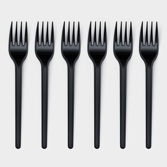 Вилки одноразовые Не ЗАБЫЛИ!, набор 6 шт., пластик, 15.5 см, столовая, чёрная