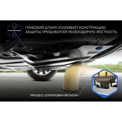 Защита картера и КПП для Geely Tugella АКПП 4WD 2020-н.в., сталь 1.5 мм, с крепежом