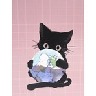 Дневник 1-11 класс "Котёнок с глобусом", твердая обложка c глянцевой ламинацией, 40 листов - фото 24434129