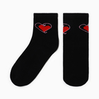 Носки женские "Сердца", цвет черный, р-р 23-25 - фото 321732256