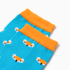 Носки женские "Лисички", цвет голубой, р-р 23-25 - фото 24503001