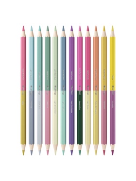 Карандаши 12шт 24цв Berlingo "SuperSoft. Pastel" шестигран,двусторонние,заточ,европод