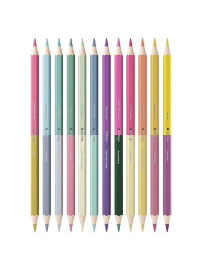 Карандаши 12шт 24цв Berlingo "SuperSoft. Pastel" шестигран,двусторонние,заточ,европод