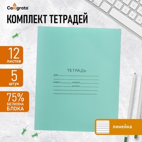 Комплект тетрадей из 5 штук, 12 листов в линию КПК 