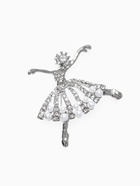 Брошь «Балерина» с бусинками, цвет белый в серебре - Фото 1