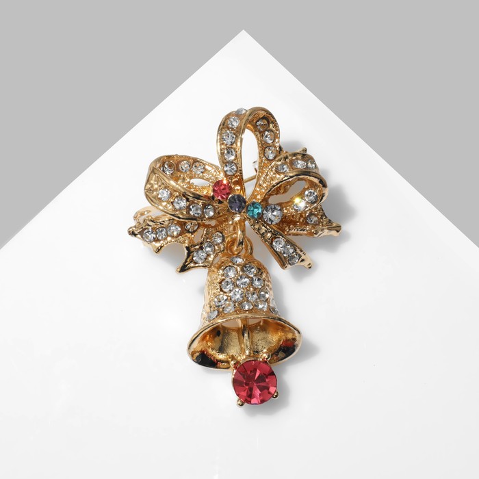 Брошь «Колокольчик», цветная в золоте - Фото 1