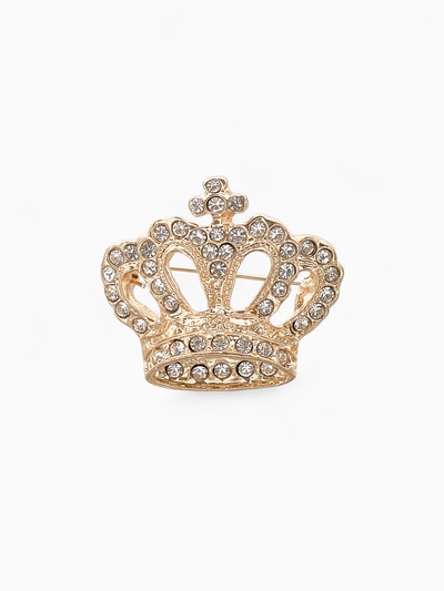 Брошь «Корона императорская», цвет белый в золоте