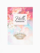 Брошь «Корона королевы», белая в золоте - Фото 4