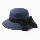 Шляпа для девочки MINAKU "Модница", цвет синий, р-р 52 - фото 321733120