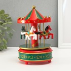 Сувенир пластик музыкальный механ. "Карусель - лошадки" зелёно-красный 10,5х10,5х17,5 см - фото 24434770