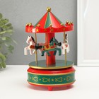 Сувенир пластик музыкальный механ. "Карусель - лошадки" зелёно-красный 10,5х10,5х17,5 см - фото 24434771