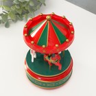 Сувенир пластик музыкальный механ. "Карусель - лошадки" зелёно-красный 10,5х10,5х17,5 см - фото 24434772