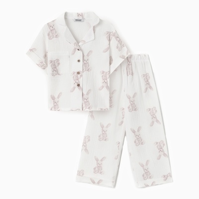 Пижама детская MINAKU Bunny, белая, рост 98 см