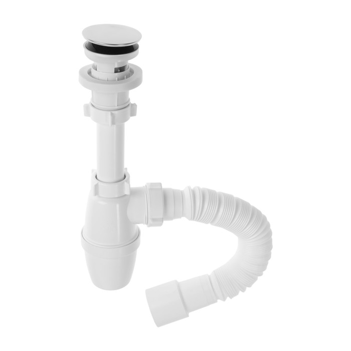 

Сифон для раковины ORIO АР-3203, 1 1/4 х 40 мм, пластиковый клик-клак, с гофрой 40х40/50 мм