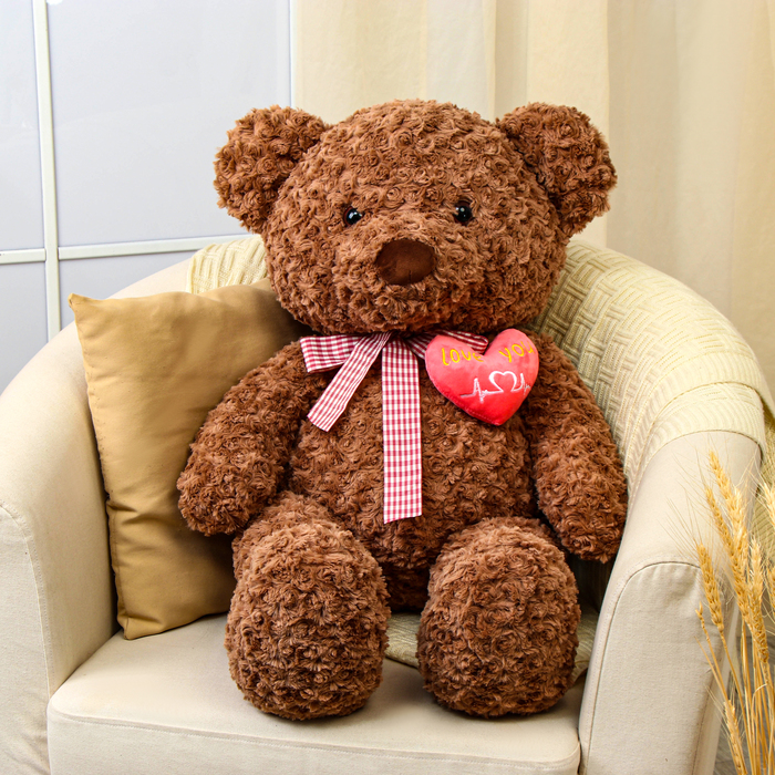 Мягкая игрушка «Медведь» с сердцем, 80 см, цвет коричневый