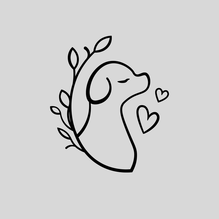 Термотрансфер «Пёсик с листьями и сердечками», 10 × 9 см