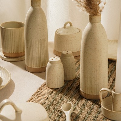 Набор для специй керамический SL Home «Виенто», 2 предмета: солонка 80 мл, перечница 80 мл, бежевый