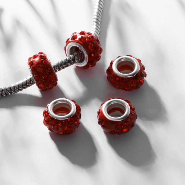 Шарм бусина «Шамбала» монпансье, красная в серебре
