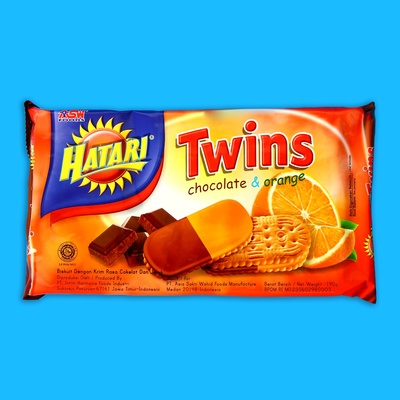 Бисквиты Hatari Twins Cream с шоколадом и апельсином, 190 г