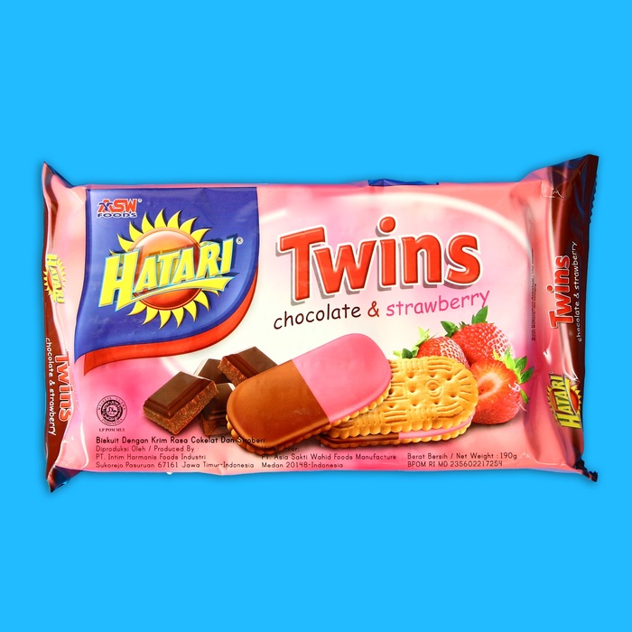 Бисквиты Hatari Twins Cream с шоколадом и клубникой, 190 г - Фото 1