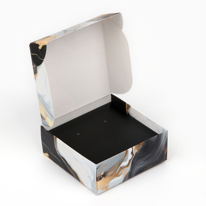 Коробка под бижутерию «Чёрный мрамор», 7.5 х 7.5 х 3 см